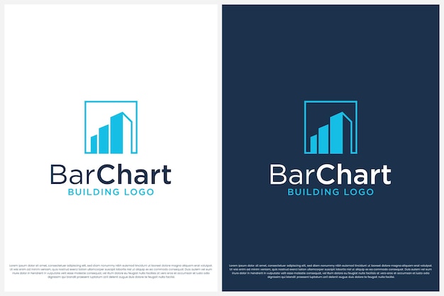 막대 다이어그램 및 건물 로고 디자인