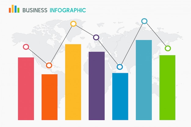 Bar graph diagram on globe background