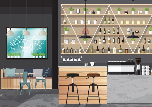 Vector bar interior design