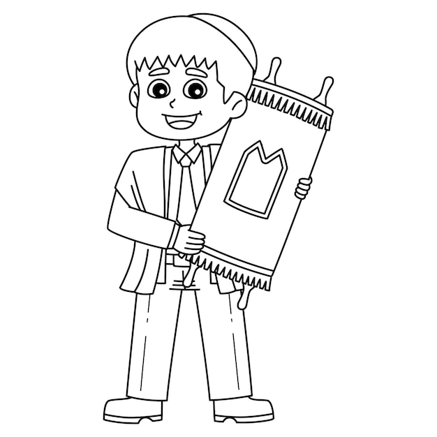 bar mitzvah boy carrying the torah isolated
