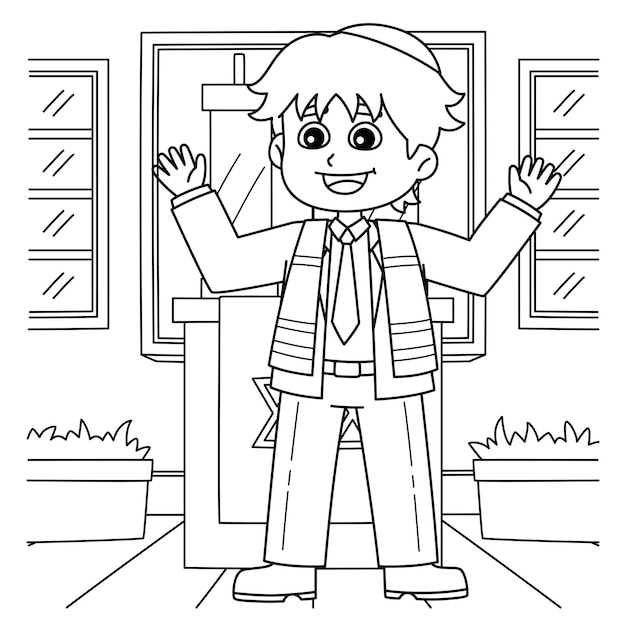 bar mitzvah boy giving a speech coloring page