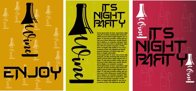 Bar night party event illustration template of friends drinking beer and wine drink together