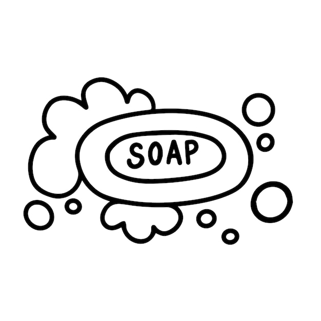 Bar of soap isolated on a white background Vector illustration in Doodle style Natural soap toiletries