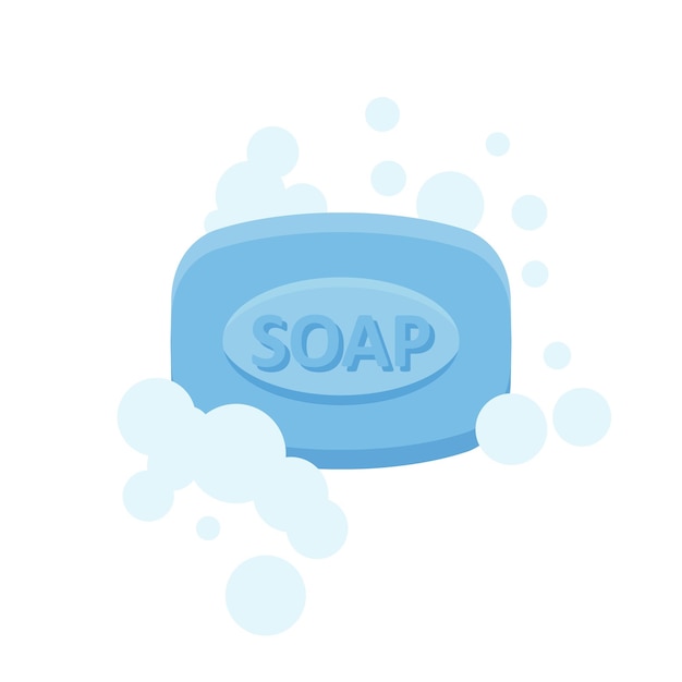 Bar of soap with foam icon in flat style cosmetic product for hygienic vector illustration on isolated background toiletries sign business concept
