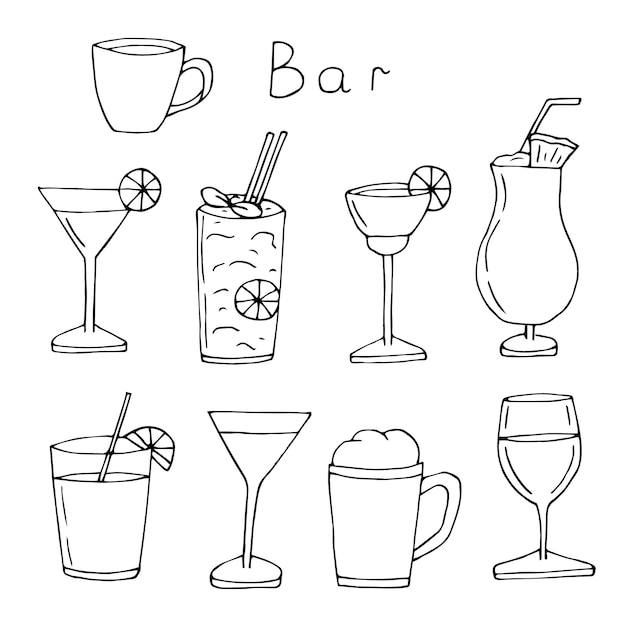 Bar vector illustration hand drawing doodles