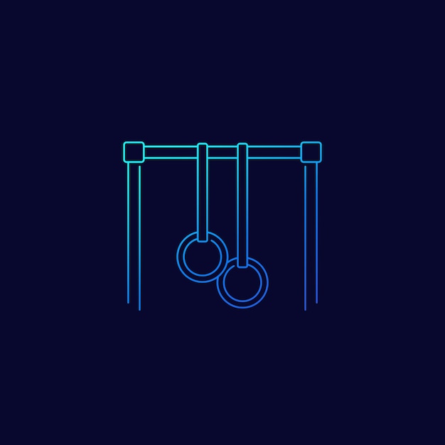 Bar with gymnastics rings vector linear icon
