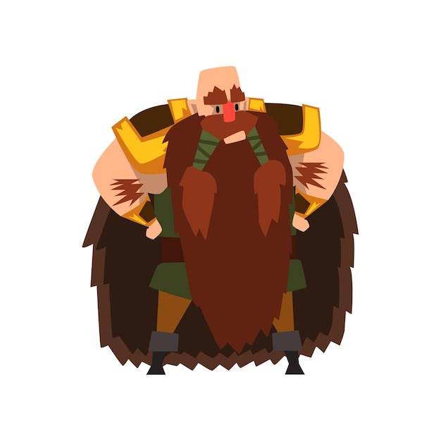 Barbaar viking karakter in huid van een proefdier cape vector illustratie op een witte background