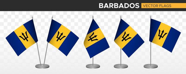 Barbados bureau vlaggen mockup 3d vector illustratie tafelvlag van barbados