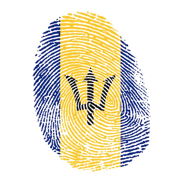 Vector barbados flag on finger imprint