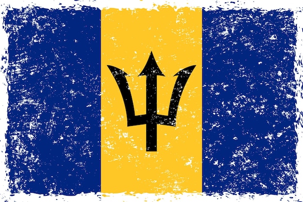 Barbados flag grunge distressed style