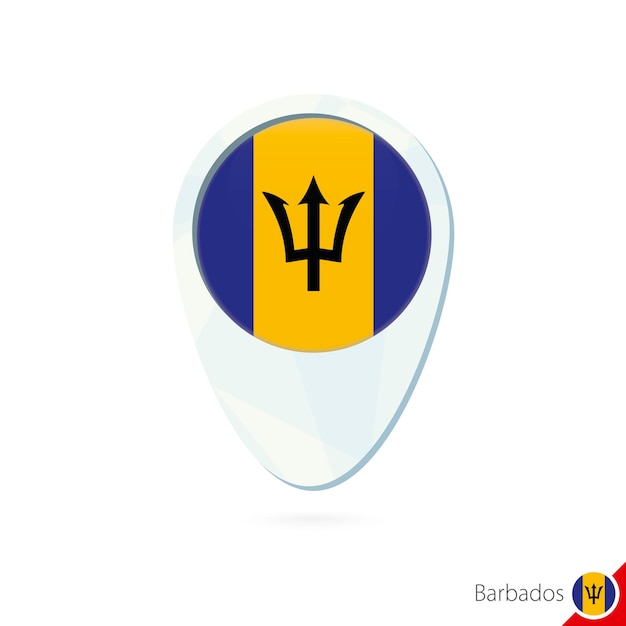 Barbados flag location map pin icon on white background