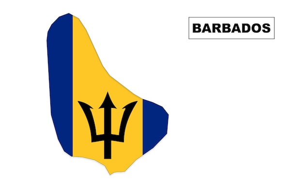 Barbados flag map in vector