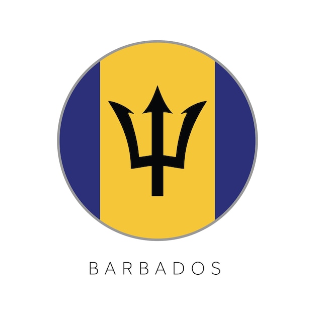 Icona di vettore del cerchio rotondo della bandiera delle barbados