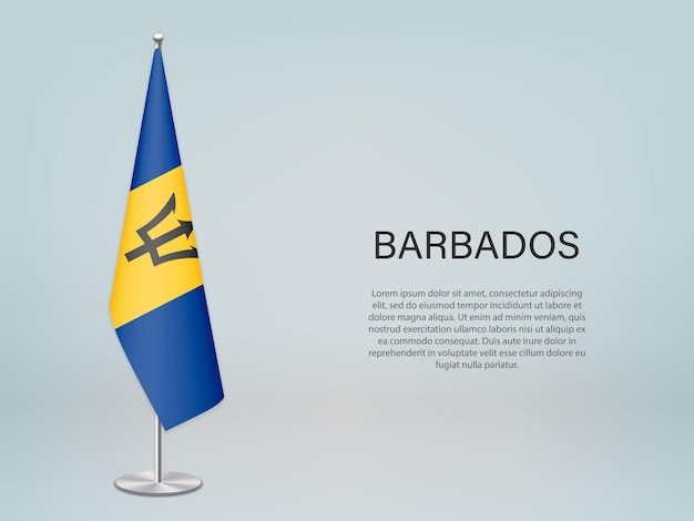 Barbados hanging flag on stand Template forconference banner