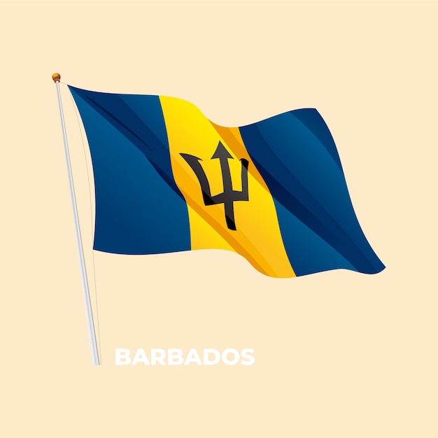 Bandiera nazionale delle barbados sventolando vector 3d