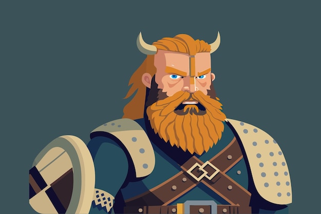 Vettore barbaro elegante illustrazione avatar stilizzato disegno grafica avatar miti ai generativo barba rossa medievale giochi fantasia impavido guerriero concetto di creatività illustrazione vettoriale