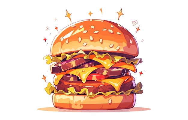 Barbecue Burger Vector Burger Flat illustration Barbecue Burger Vector silhouette