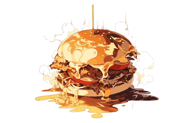 Vector barbecue burger vector burger flat illustration barbecue burger vector silhouette