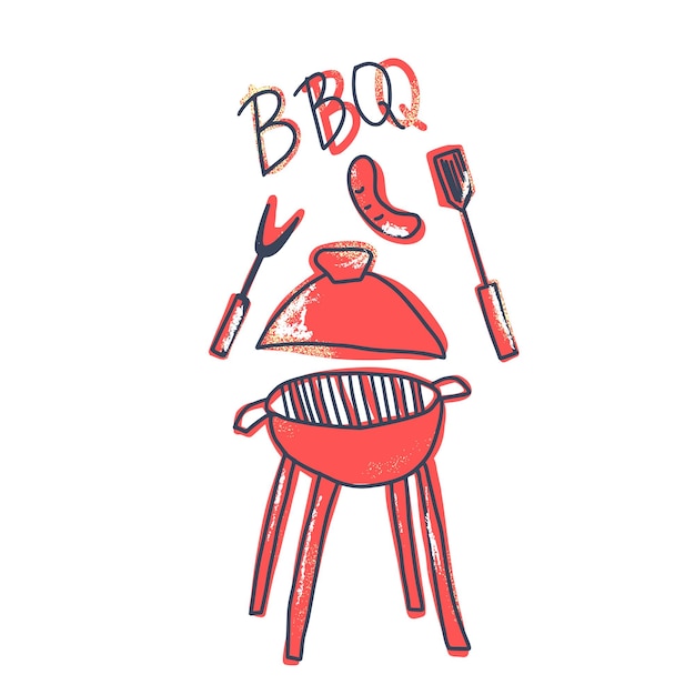 Barbecue-compositie met tekst Vectorontwerp