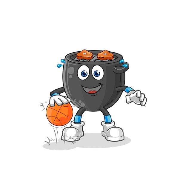 Барбекю дриблинг баскетбольный персонаж мультфильма талисман вектор