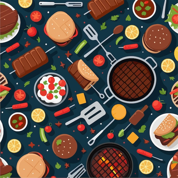 Vector barbecue elements pattern for cookout designs