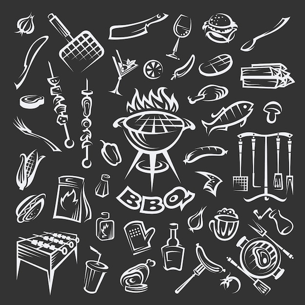 Vector barbecue elements set