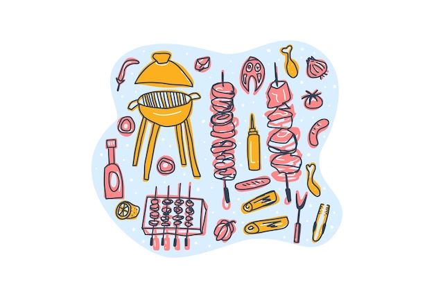 Barbecue embleem met tekst Vectorontwerp geïsoleerd
