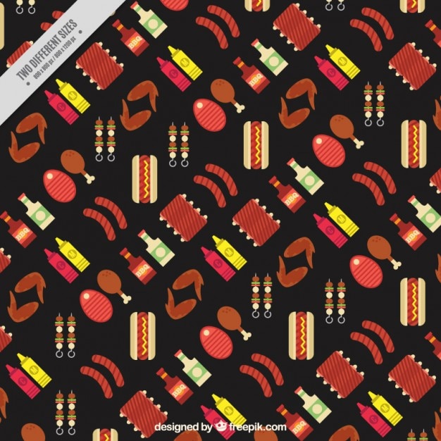 Vector barbecue food pattern