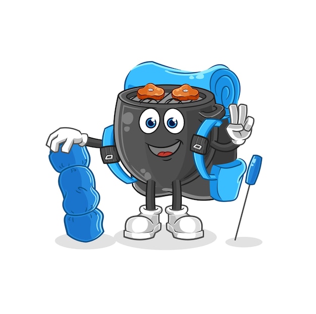 Barbecue go camping mascot cartoon vector