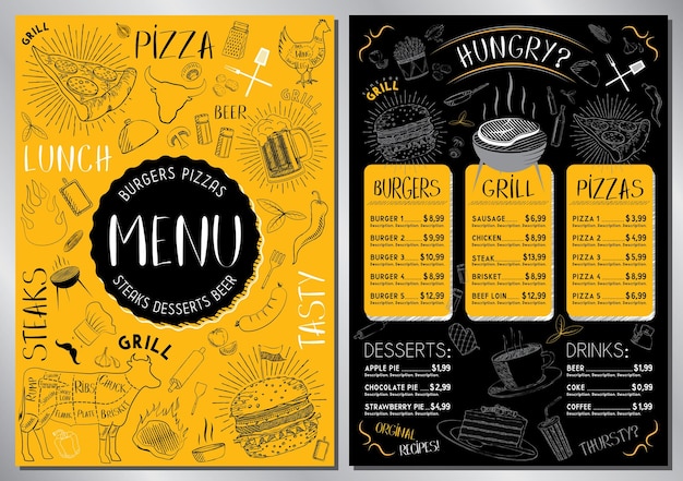 Barbecue and grill bar menu template