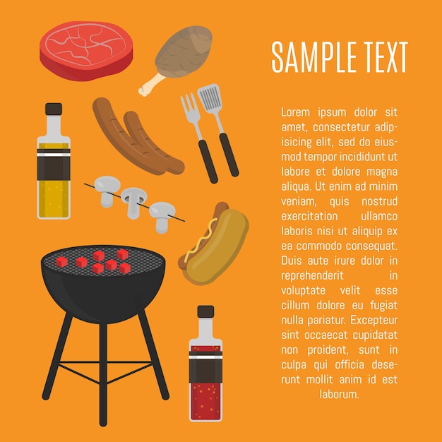 Vector barbecue grill card