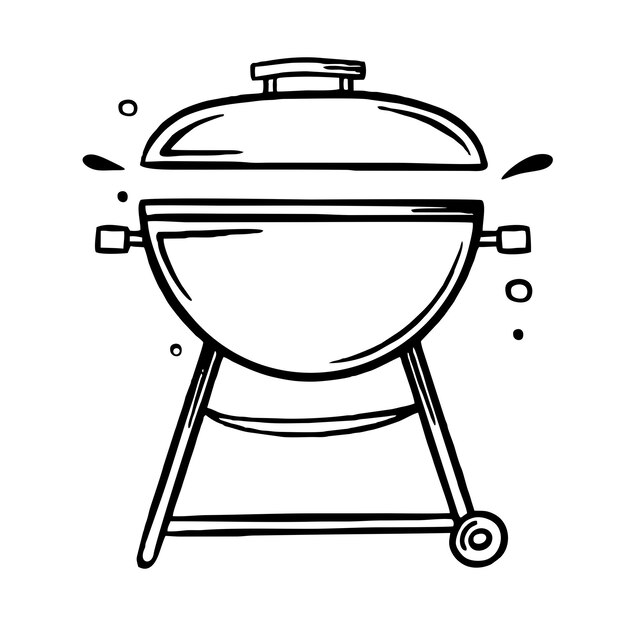 Griglia per barbecue disegnata a mano ristoranti che cucinano doodle vettore