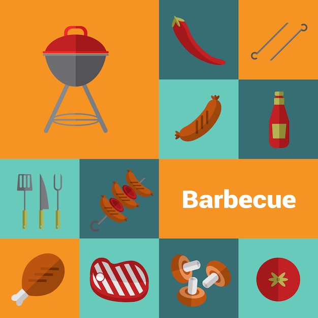 Barbecue grill icons set. bbq concept.