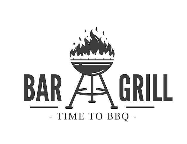 Barbecue grill logo met vuur geïsoleerd op een witte achtergrond