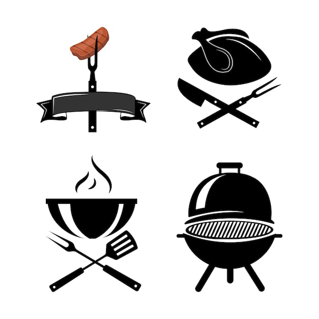 Barbecue grill sketch set Hand drawn barbecue vector collection BBQ vector design Set icons