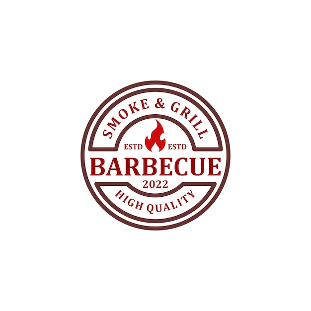 barbecue grill stamp logo in vintage style
