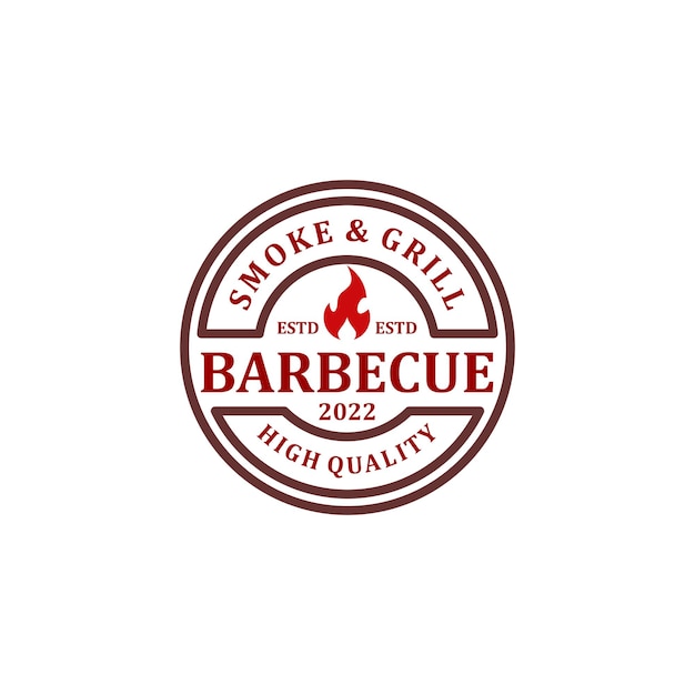 Logo del timbro della griglia del barbecue in stile vintage