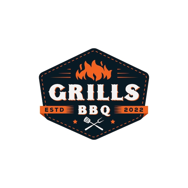 barbecue Grill Vintage logo ontwerp