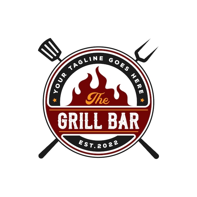 barbecue Grill Vintage logo ontwerp