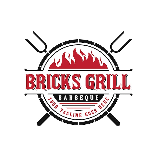 barbecue Grill Vintage logo ontwerp