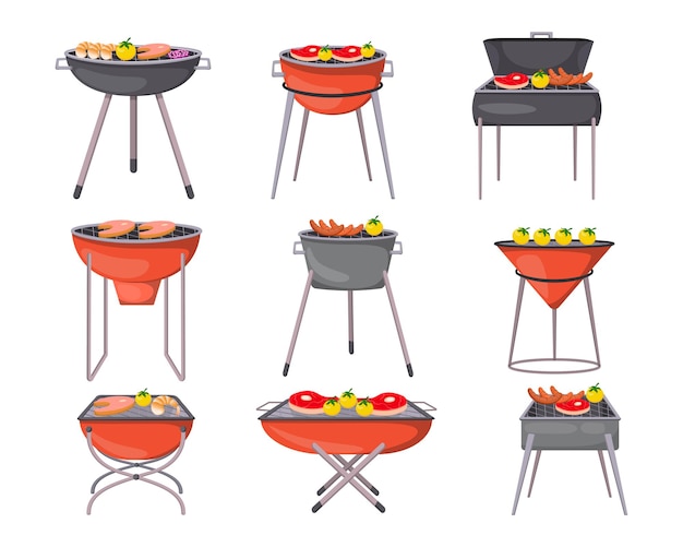 Barbecue grills cartoon illustration