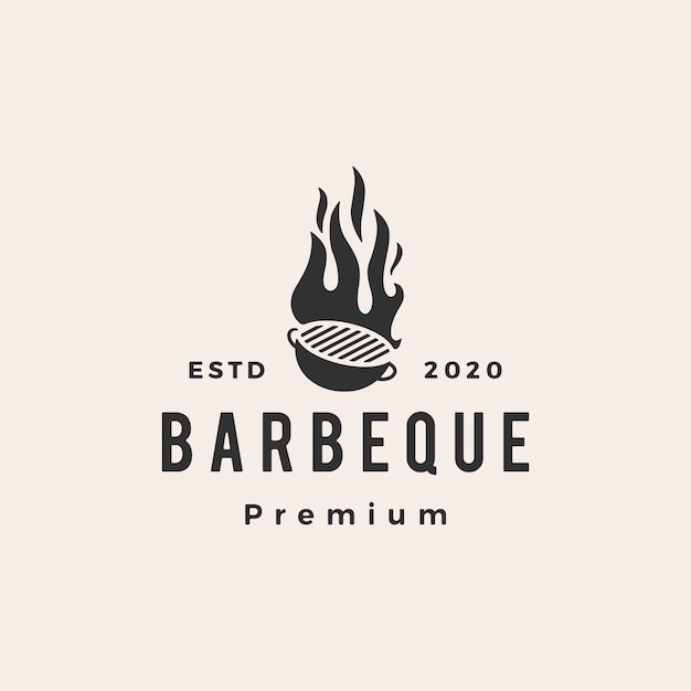 Barbecue houtskoolgrill hipster vintage logo pictogram illustratie