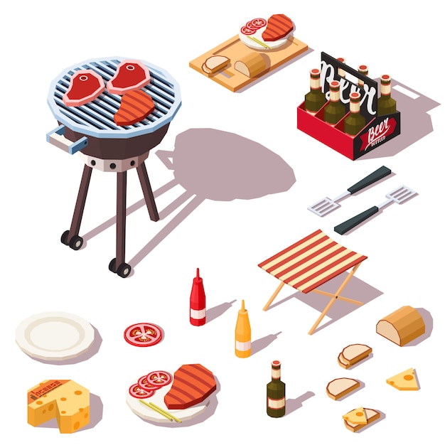 Vector barbecue icons collection.