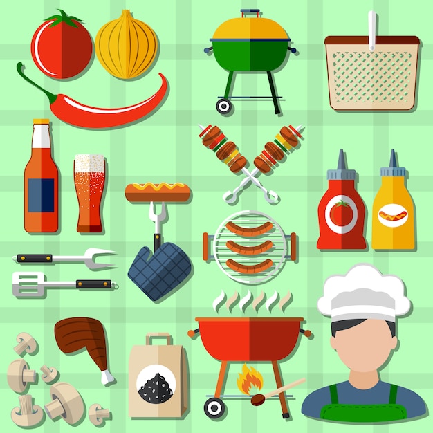 Barbecue icons set