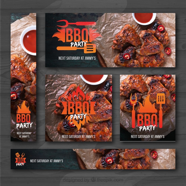 Vector barbecue invitation set