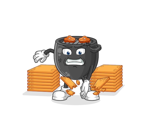 Barbecue karate mascot cartoon vector