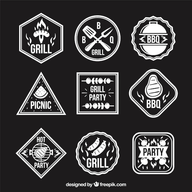 Barbecue labels met verschillende vormen