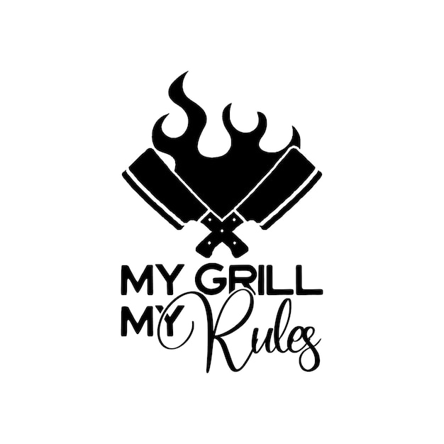 Logo ed etichetta per barbecue con citazione la mia griglia le mie regole design distintivo per barbecue silhouette vettoriale stock