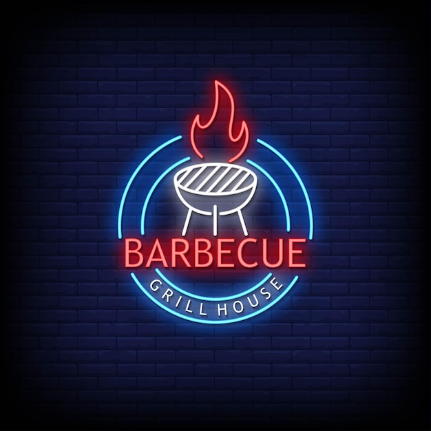 Barbecue Logo Neon Signs Style Text