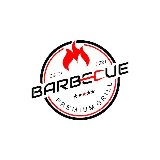 Barbecue Logo Ontwerp Grill Rook Vlees Lekker Eten